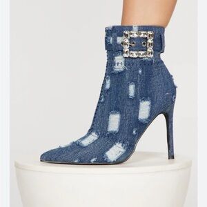 Stylish Blue Denim Ankle Boots